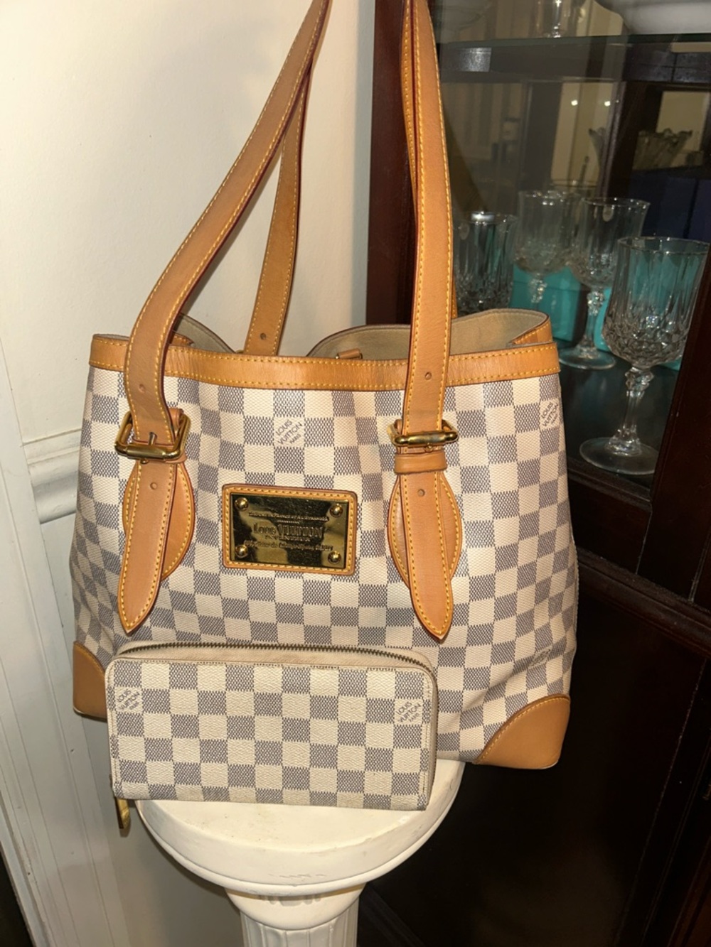 ‼️Sold‼️💎 Louis Vuitton Damier Azur Hampstead MM Tote Bag w:Matching Wallet💎